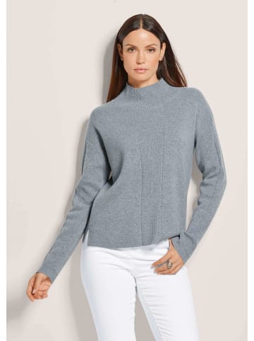 MADELEINE Kaschmir-Pullover mit Pointelle-Muster in steingrau / melange