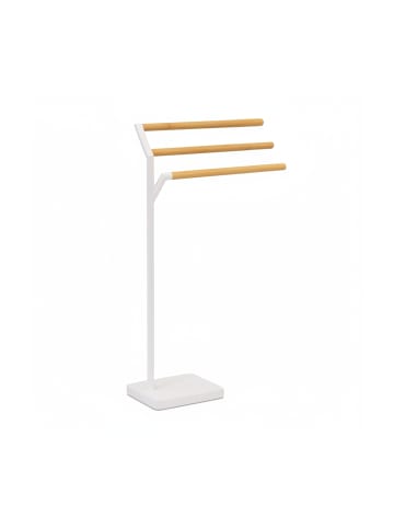 relaxdays Handtuchständer in Weiß/ Natur - (B)38,5 x (H)75 x (T)18 cm