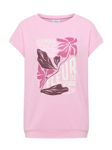 Cecil T-Shirt mit Boatneck und Frontprint in Rosa