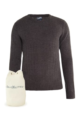 DreiMaster Vintage Strickpullover + Shopping Bag - Set in Grau Melange