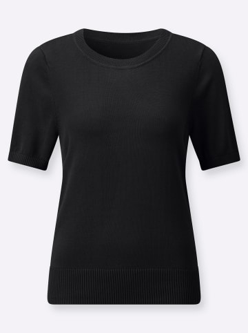WITT WEIDEN Kurzarm-Pullover in schwarz