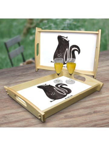 Mr. & Mrs. Panda Serviertablett aus Holz Stinktier Sitzen ohne S... in Weiß