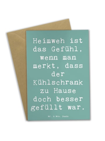 Mr. & Mrs. Panda Grußkarte Spruch Heimweh Kühlschrank mit Spruch in Meeresbrise