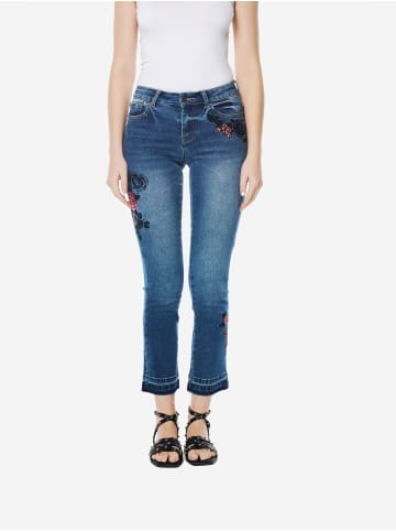 KOROSHI Gemusterte denim-embroidery jeans in blau