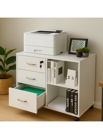 relaxdays Rollcontainer in Schwarz - (B)80 x (H)66 x (T)40 cm