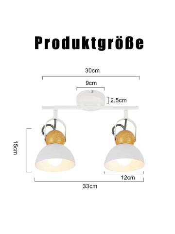 ZMH Deckenleuchte in weiß rund 2-flammige E27 schwenkbar