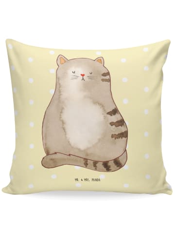 Mr. & Mrs. Panda Couch Kissen Katze Sitzen ohne Spruch in Gelb Pastell
