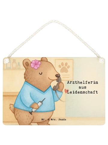 Mr. & Mrs. Panda Schild Arzthelferin Leidenschaft Design mit Spruch in Weiß