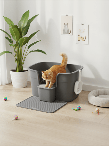 Feandrea 2er-Set: Katzentoilette in Schiefergrau - (B)76 x (H)33 x (T)64 cm