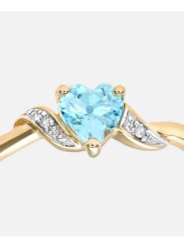 Diamant L'éternel Ring aus 375 Gelbgold mit Diamant mit Topas Herz-Design