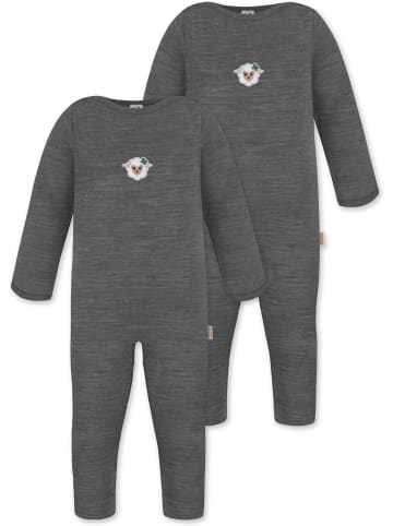 Normani Outdoor Sports 2er Pack Baby Merino Strampler „Tangoio" in Anthrazit