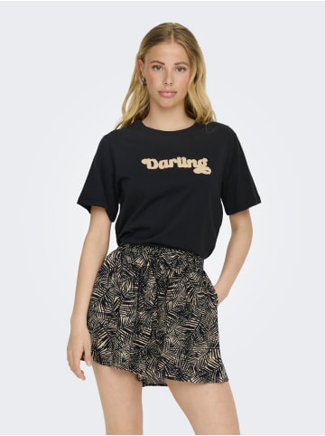 JACQUELINE de YONG 2er-Pack T-Shirt mit Schriftzug Legere-Optik in Schwarz