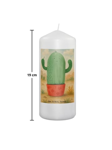 Mr. & Mrs. Panda Stumpenkerze Kaktus Wut Design ohne Spruch in Weiß