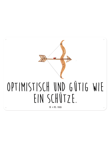 Mr. & Mrs. Panda Blechschild Sternzeichen Schütze mit Spruch in Weiß