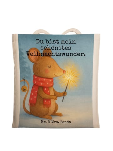 Mr. & Mrs. Panda Shopping Tasche Maus Weihnachten Design mit Spruch in Weiß