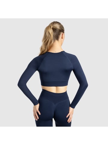 SMILODOX Crop Longsleeve Maysa in Marineblau