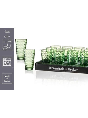 Ritzenhoff & Breker 6er Set Longdrinkgläser Favo 400 ml in Grün