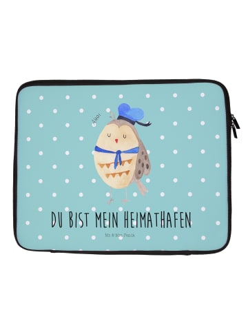 Mr. & Mrs. Panda Laptop Tasche Eule Matrose mit Spruch in Türkis Pastell