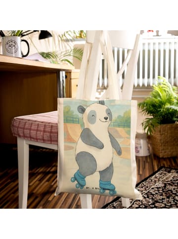 Mr. & Mrs. Panda Shopping Tasche Panda Inliner fahren Design ohn... in Weiß