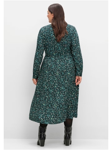 sheego Midikleid in tiefgrün gemustert