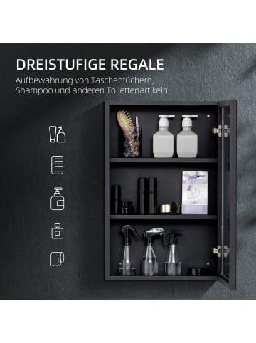 Kleankin Spiegelschrank-40L x 12B x 60H cm-Schwarz