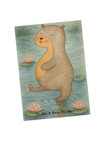Mr. & Mrs. Panda Grußkarte Otter Bauch Design ohne Spruch in Weiß