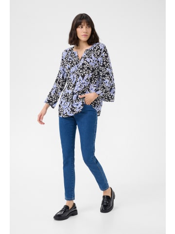 Kaffe Kurzarm-Bluse KAlea Regular fit in Blue Leopard