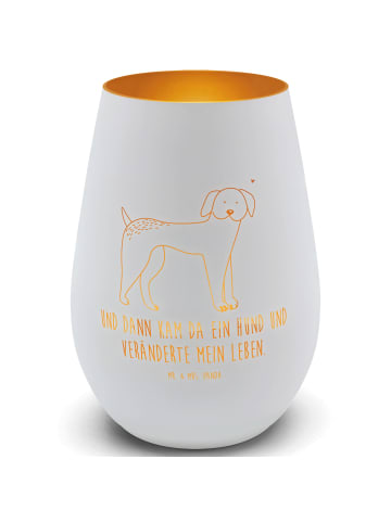Mr. & Mrs. Panda Windlicht Outdoor Hund Dogge mit Spruch in Weiß