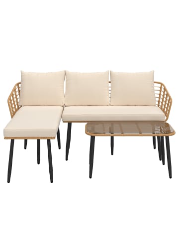home24 Loungeset Tebon 3-teilig in Braun / Beige