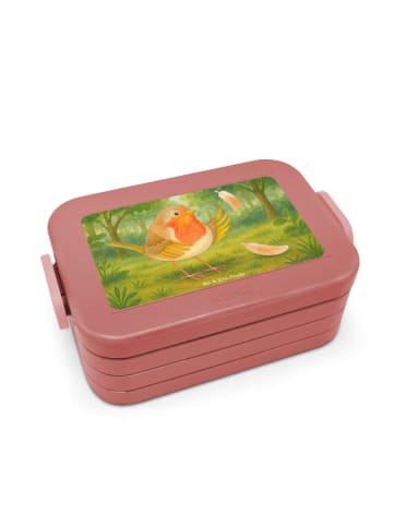Mr. & Mrs. Panda Bento Box Rotkehlchen Federn Design ohne Spruch in Rot Pastell