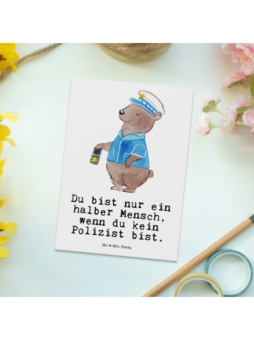 Mr. & Mrs. Panda Postkarte Polizist Herz mit Spruch in Weiß