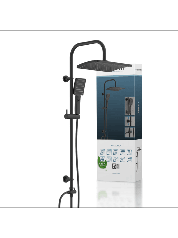 Franz Joseph Schütte MALLORCA Überkopfbrause-Set, Schwarz matt