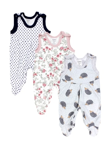 TupTam Baby Mädchen Strampler mit Fuß 3er Pack in weiß