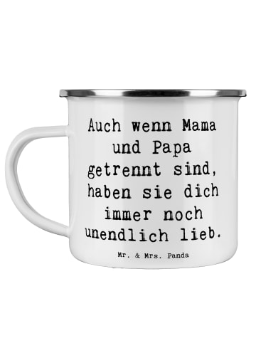 Mr. & Mrs. Panda Emaille Tasse Spruch Trennung von den Eltern mi... in Weiß
