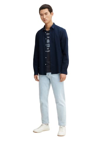 Tom Tailor Shirt 'Washed Printed Stripe' in dunkelblau