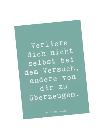 Mr. & Mrs. Panda Postkarte Spruch Selbstzweifel vermeiden mit Sp... in Meeresbrise