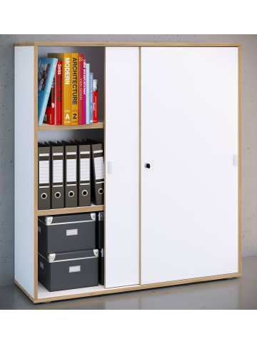 VCM  Büroschrank Aktenschrank Schiebetüren Salia 3fach in Weiß