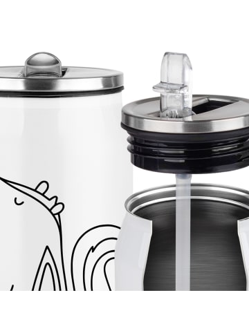 Mr. & Mrs. Panda Thermosflasche Stinktier Sitzen mit Spruch in Weiß