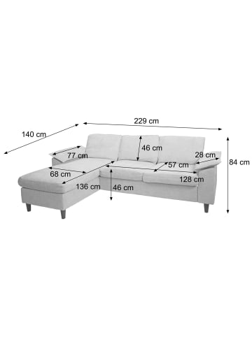MCW Sofa-Garnitur O71 L-Form Liegefläche links/rechts 84x229x140cm, Dunkelgrau