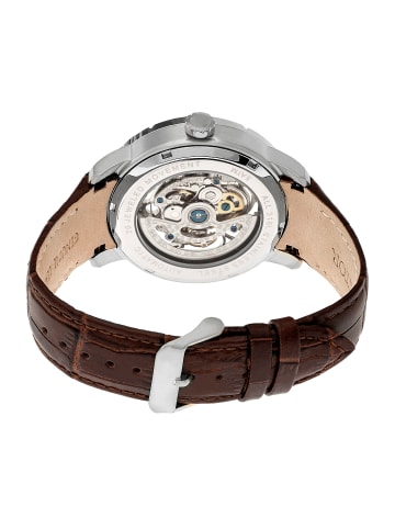 Heritor Ryder Skelett-Uhr mit Lederarmband in Brown/Silver