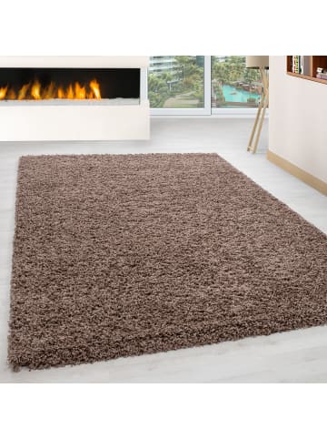 KADIMA DESIGN Teppich Hochflor Shaggy Waschbar Einfarbig RHEIN Strapazierfähig in Mokka