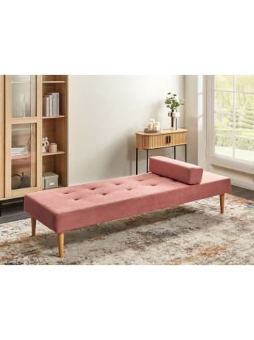 Beliani Chaiselongue NIORT in Rosa/Heller Holzfarbton - (W) 74 x (H) 40 x (L) 200 cm