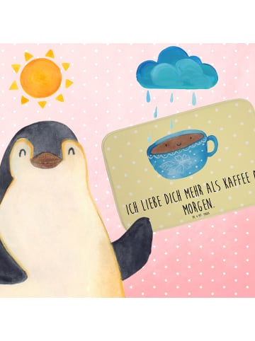 Mr. & Mrs. Panda Badeteppich Kaffee Tasse mit Spruch in Gelb Pastell