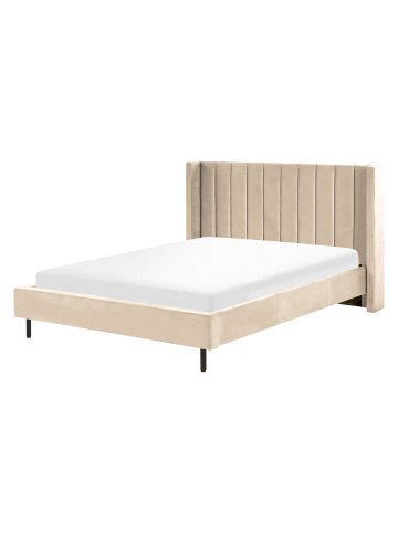 Beliani Doppelbett VILLETTE in Beige/Schwarz - (W) 185 x (H) 115 x (L) 222 cm