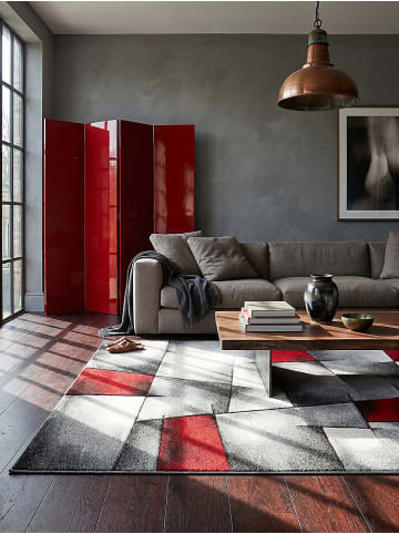 KADIMA DESIGN Kurzflorteppich Patchwork pflegeleicht Wohnzimmer Schlafzimmer Flur in Rot