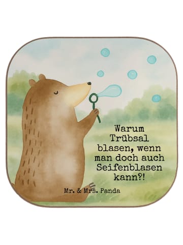 Mr. & Mrs. Panda Untersetzer Bär Seifenblasen Design mit Spruch in Weiß