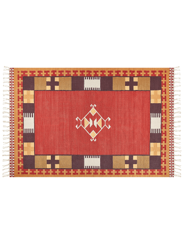 Beliani Kelim PARAKAR in Bunt/Rot/Braun - (W) 200 x (L) 300 cm