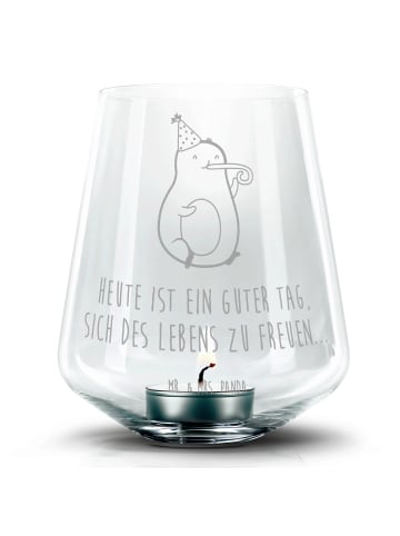 Mr. & Mrs. Panda Gravur Windlicht Avocado Feier mit Spruch in Transparent