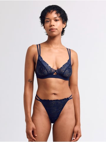 Erlich Textil  Fluid Lace Spitzen String aus recyceltem Polyamid - atmungsaktiv in mitternachtblau