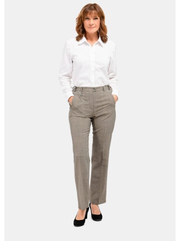GOLDNER Kurzgröße:  Trevira-Schurwollhose ANNA in taupe / melange
